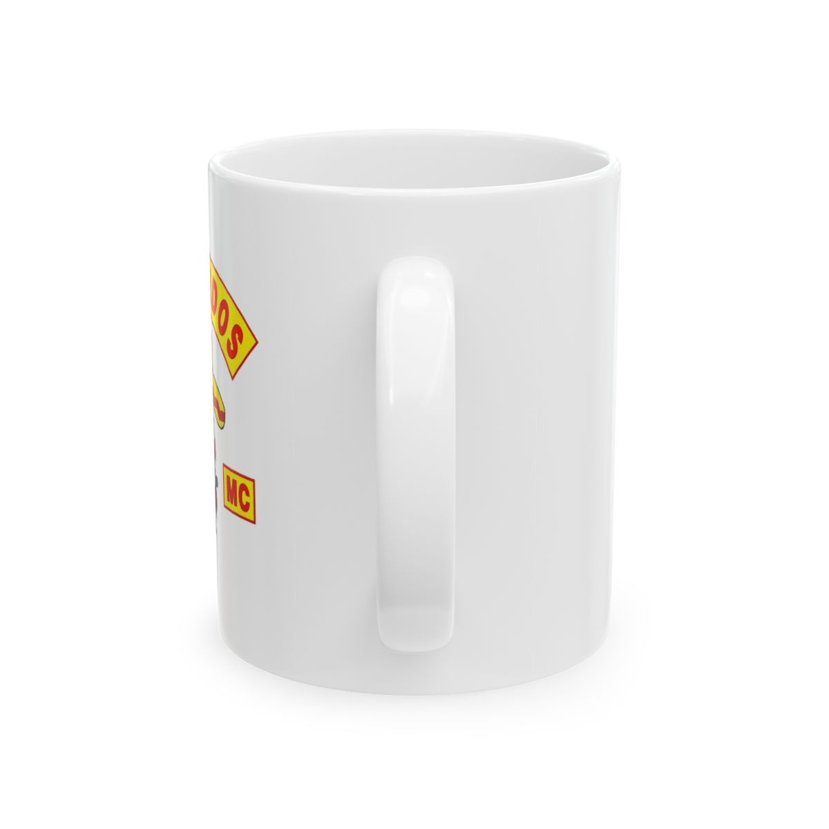 Roadhouse Biker Patch Mug | Motorcycle Club Graphic Mug | Bandidos MC - alternate angle 2, merchandise