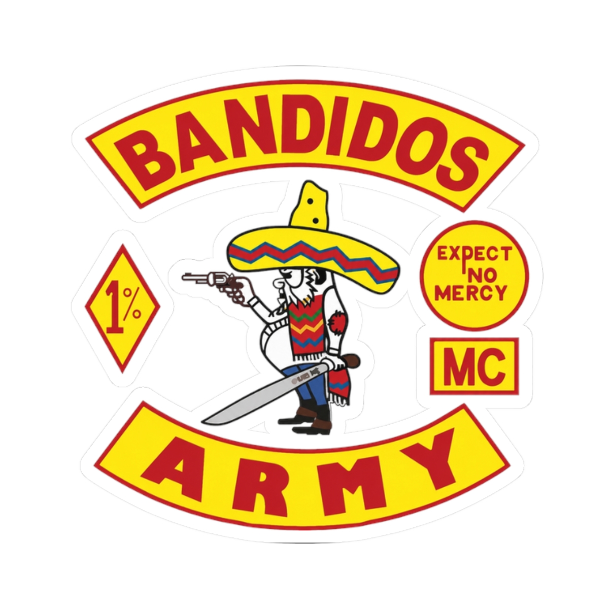 Bandidos Army Patch Style Kiss-Cut Stickers | Motorcycle Club Decals | Bandidos MC - alternate angle 3, merchandise