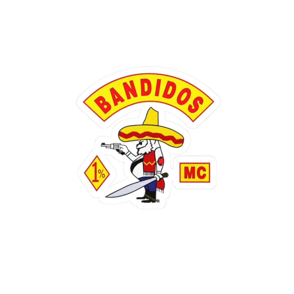 Bandidos Sombrero Cowboy Sticker | Kiss-Cut Motorcycle Club Decal | Bandidos MC - alternate angle 3, merchandise