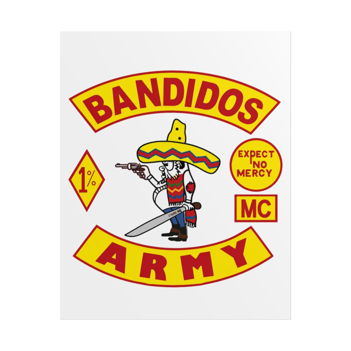 Bandidos Army logo Rolled Poster | Motorcycle Club, Sombrero Skeleton Emblem | Bandidos MC - alternate angle 3, merchandise